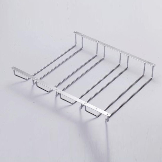 1 Pcs 1-5 Rows Stainless Steel Wall Mount Stemware Wine Glass Hanging Rack Holder Shelf 1 row with screws