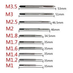 10pcs Micro Machine Screw Taps M1-M3.5 Mini Clocks and Watches Tapping Combination Equipment Tool Set Orange