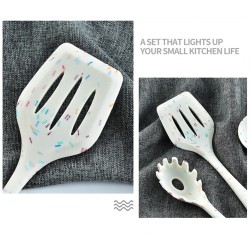 10pcs/set Silicone Cooking Kitchenware Home Kitchen Non-stick Cooking Utensils Set colorful dot