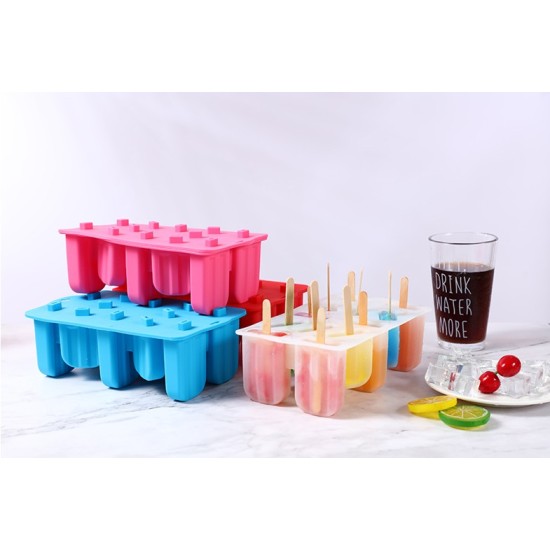 12 Holes Ice Cream Mold Silicone Homemade Popsicle DIY Ice-sucker Mould for Kids Adults Milky white