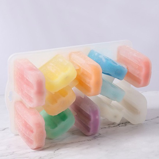 12 Holes Ice Cream Mold Silicone Homemade Popsicle DIY Ice-sucker Mould for Kids Adults red