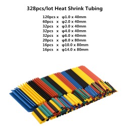 127/328/530Pcs Heat Shrink Tubing 2:1 Car Cable Sleeving Assortment Wrap Wire Insulation Materials DIY Kit 328PCS