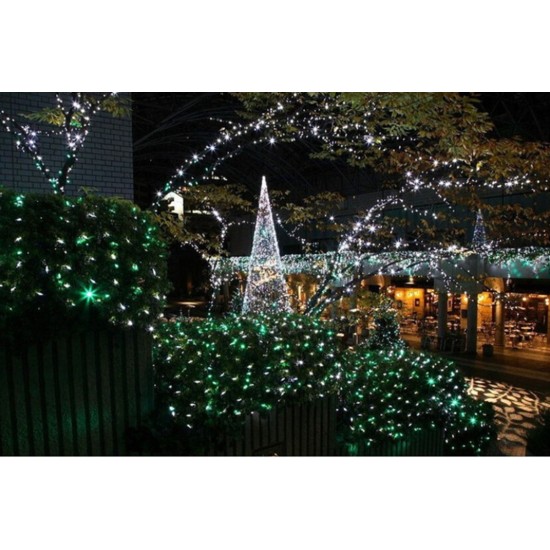 12M 100 LEDs  String Light with Solar Strip Night Light Lamp Fairy Lights for Outdoor Christmas Trees Wedding Garden  white