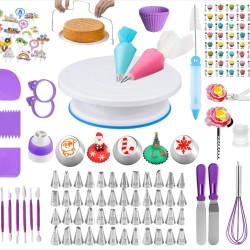 158Pcs/Set Cake Decorating Turntable Stand Icing Tips Piping Nozzles Baking Tools for Beginners Photo Color