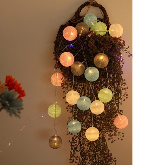 1.5M/3M/6M 10LEDs/ 20LEDs/ 40LEDs Fairy Cotton Balls String Lights Christmas Girl Bedroom Decoration Battery Powered