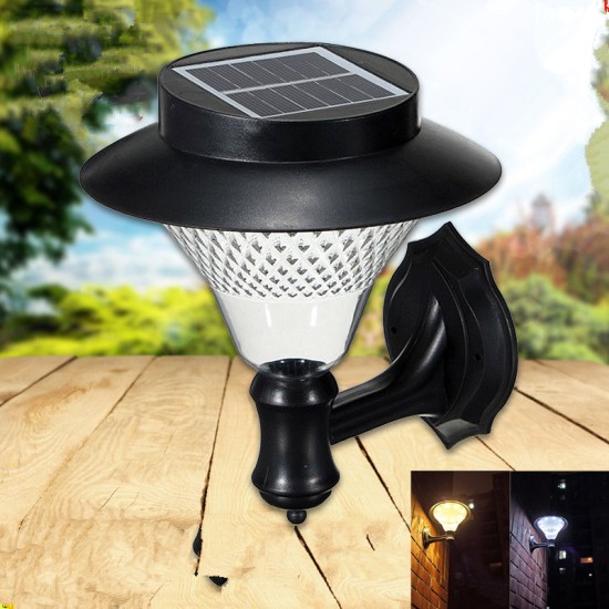 16LED Outdoor Solar-Powered Wall Lamp Yard Fence Stair Street Light Decoration White light