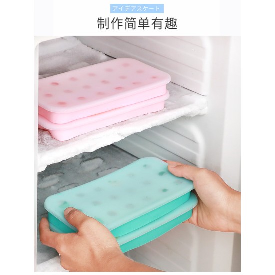 18 Grids Ice Cream Mold Silica Gel Ice Box Kitchen Bar Homemade Ice Hockey Ball Moulds 17mm water drop green + dropper