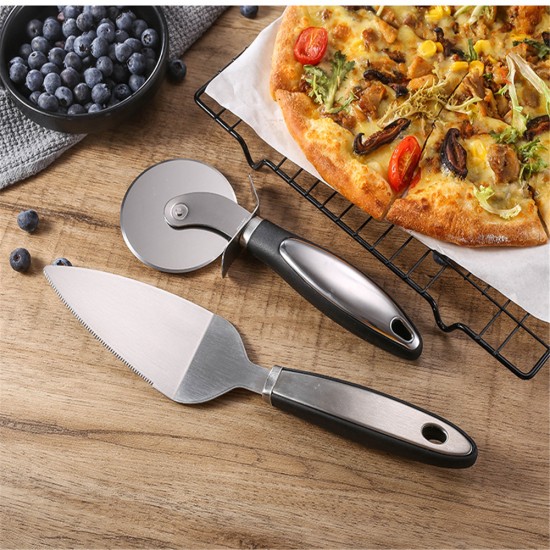 2 Pcs/set Stainless Steel Pizza  Spatula  Set Ergonomic Anti-slip Handle Convenient Hook Design Kitchen Tool For Family Restaurant Hotel As shown