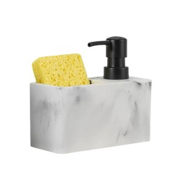 2-in-1 Kitchen Soap Dispenser Hand Sanitizer Bottle Organizer with Sponge Holder Kitchen Bathroom Accessories White