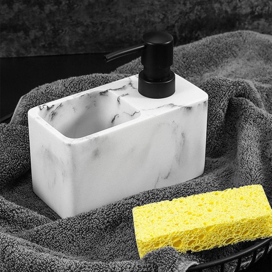 2-in-1 Kitchen Soap Dispenser Hand Sanitizer Bottle Organizer with Sponge Holder Kitchen Bathroom Accessories Grey