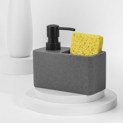 2-in-1 Kitchen Soap Dispenser Hand Sanitizer Bottle Organizer with Sponge Holder Kitchen Bathroom Accessories Grey