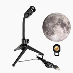 2-in-1 Led Starry Projector 360 Degree Rotatable Usb Rechargeable Night Light with Bracket Earth - Moon