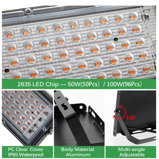 200w Led Grow Light 180 Degree Adjustable Full Spectrum Hydroponic Plant Growing Lamp for Indoor Plants 300W