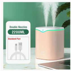2200ml Double Spray Air Humidifier Ultrasonic Essential Oil Diffuser with 2200ml Water Tank Pink