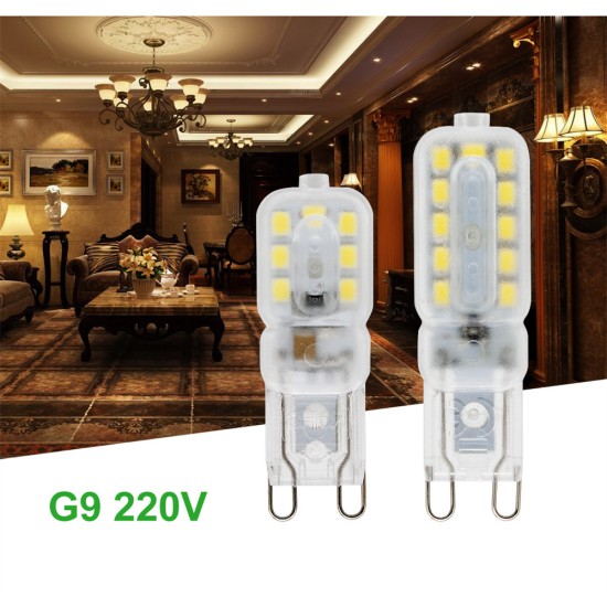 220V G9 LED Corn Light Bulb Dimmable 3W/5W Energy Saving for Crystal Lamp Corridor Lamp Milky hood cool white 220V