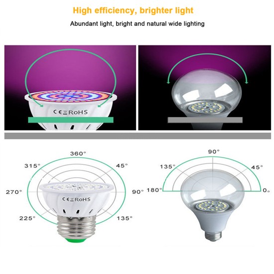 220V Led Plant Grow Lights Cup E27 Indoor Fill Light Cup for Indoor Plants Veg Flower E27-80 Beads