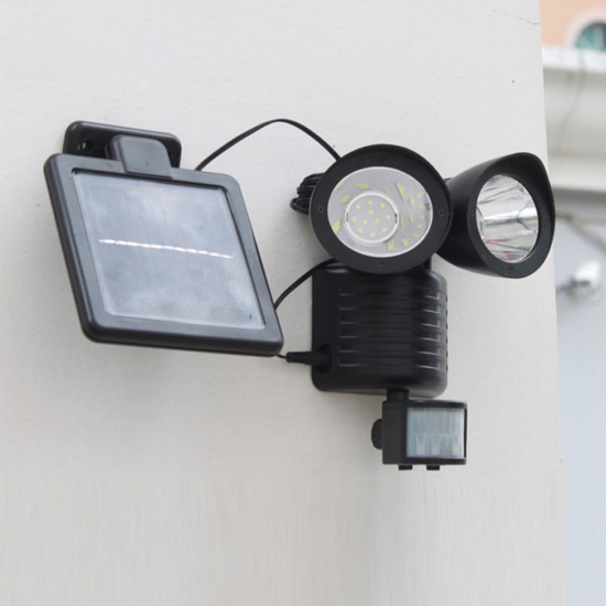 22led Double-head Solar Light Outdoor High-brightness Motion Sensor Floodlight Spotlight for Garden Landscape Black
