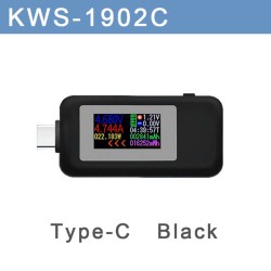 24-pin Type-c Bidirectional Tester 0.96-inch Usb Digital Display Current Voltage Test Meter KWS-1902C Black