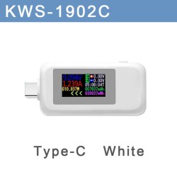 24-pin Type-c Bidirectional Tester 0.96-inch Usb Digital Display Current Voltage Test Meter KWS-1902C White