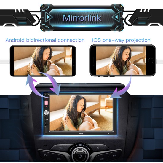 2Din Car Stereo MP5 Player 7 inch FM Radio Bluetooth 4.0 USB AUX Rear View Video Input Steering Wheel Learning Function With camera