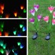 2PCS 4-head Solar-powered LED Lily Lawn Light with Colourful Light Waterproof Light Sensor Lamp Festival Yard Decoration Pink + purple