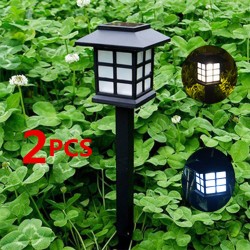 2PCS Light Sensor Solar-Powered Lawn Pin Lamp Yard Garden Light Decoration Small room white light