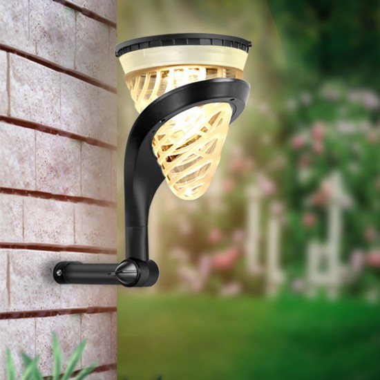 2Pcs 9Modes Dimming LED Solar Powered Lawn Light for Outdoor Garden Lighting Wall lamp + ground insertion (9 stops of color light)