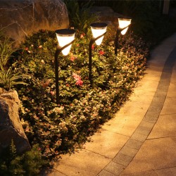 2Pcs 9Modes Dimming LED Solar Powered Lawn Light for Outdoor Garden Lighting Wall light + ground (white light + warm light)