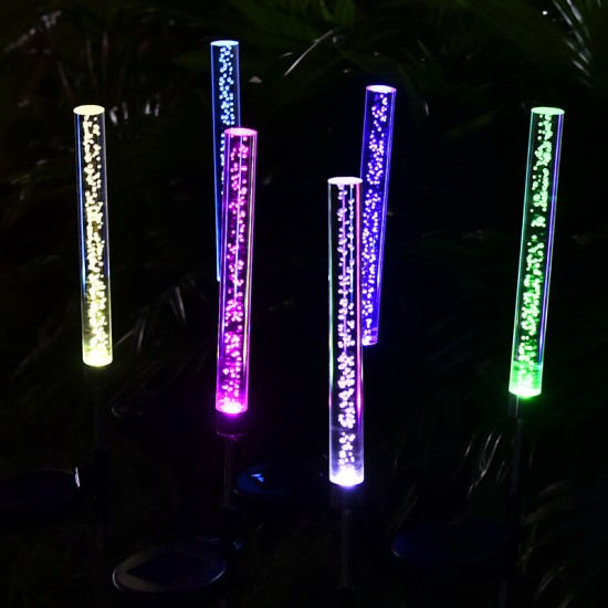2Pcs LED Solar Powered Acrylic Bubble Tube Lights for Patio Backyard Lawn Decor color