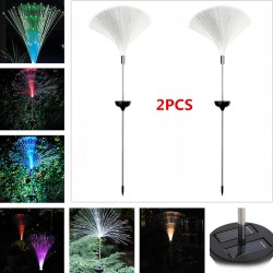2Pcs Waterproof Outdoor Optical Fiber Light Garden Light Solar Powered Color Change LED Lawn Night Decorative Lamp  Color Change