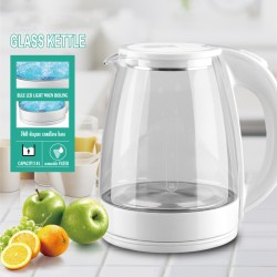 2l Glass Electric Kettle With Led Indicator Household Auto Shut-off Boil-dry Protective Hot Water Boiler white EU plug