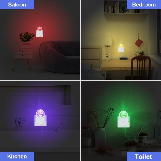 2pcs Led Mini Night Light 1W RGB Colorful Adjustable Atmosphere Lamp with Motion Sensor for Bedroom Bathroom UK Plug
