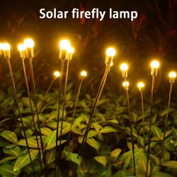 2pcs Led Solar Firefly Lights IP65 Waterproof Automatic On/off Garden Fairy Lamp Warm White