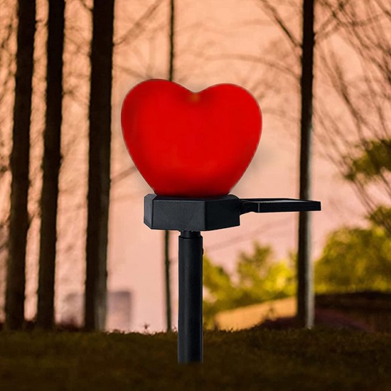 2pcs Solar Garden Landscape Light Waterproof Led Heart-shaped Romantic Outdoor Lamp Red