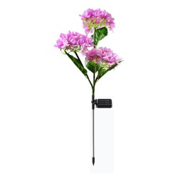 2pcs Solar Hydrangea Flower Light 3 Heads Lawn Lamps with Stake for Outdoor Garden Patio Country Decoration Purple