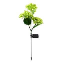2pcs Solar Hydrangea Flower Light 3 Heads Lawn Lamps with Stake for Outdoor Garden Patio Country Decoration Green