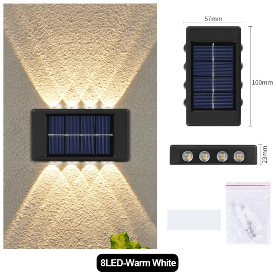 2pcs Solar Led Wall Lamp Waterproof Up Down Glowing Outdoor Sunlight Lamp for Garden Street Balcony Decor 6LED Cold White