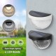 2pcs Solar Semi-circular Wall Light 6LED Waterproof for Stair Outdoor Fence Porch Garden Black Shell Cold White