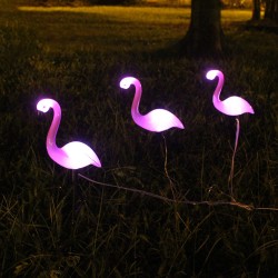 3 LEDs Solar-power Garden Light Flamingo Lawn Lamp Waterproof Night Light for Outdoor Garden Decoration  white light
