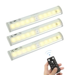 3 Pack LED Under Cabinet Lights, 3000K 120 Lumen Wireless Remote Control Dimmable Light Bar for Kitchen Closet, ShelfPLYJ
