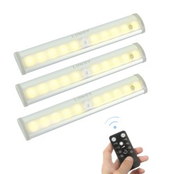 3 Pack LED Under Cabinet Lights, 3000K 120 Lumen Wireless Remote Control Dimmable Light Bar for Kitchen Closet, ShelfPLYJ
