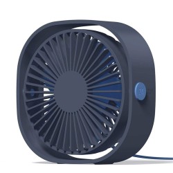 3 Speeds Mute USB Fan 360Degree Rotating Adjustable Portable Cooling Fan for Office Travel blue