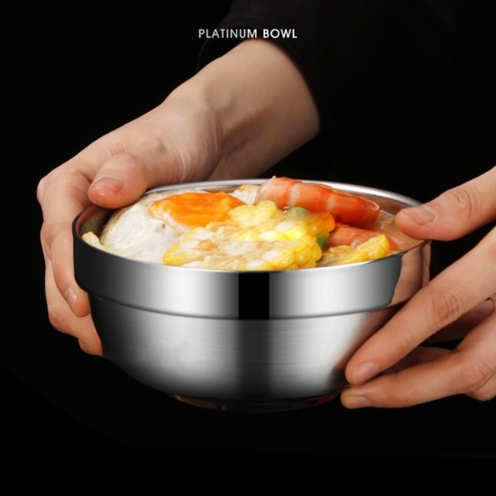 304 Stainless Steel Bowl Household Double-layer Thermal Insulation Anti-scald Bowl 16cm