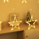 3.5m Star  Moon  Curtain  Light Battery Powered Led Waterproof Decorative Light String For Indoor Outdoor Bedroom Kitchens Terraces Warm color