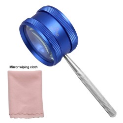 35x 50mm Handheld Magnifier Optical Glass Magnifying Glass for Antique Jewelry Amber Diamond Jade Appraisal Blue