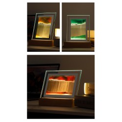 3D Glass Sandscape Hourglass Led Night Light Creative Quicksand Painting Atmosphere Light Table Lamp Blue