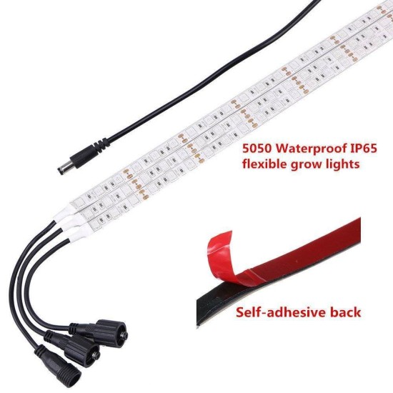 3PCS IP65 LED SMD5050 Plant Grow Light Strip with Red Blue Light Creative Grow Lamp for Indoor Hydroponic Plant Vegetable Cultivation Horticulture Industrial Seedling U.S. regulations