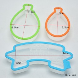 3Pcs/Pack Balloon Happy Birthday Cutter Mold Plastic Biscuit Mould Fondant Cake Decoration Baking Mold 35g
