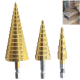 3pcs Hss Titanium Coated Step Drill  Bit Drilling Power Tools Wood Hole Cutter Cone Drill 4-12