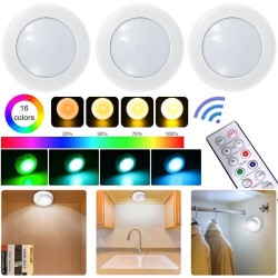 3pcs Led Puck Light With Remote Control 80 Lumens Kitchen Counter Light Wireless Cabinet Lighting Kit 1 remote contral 3 lights